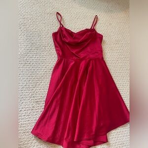 Red Macys Mini dress cowl neck satin Juniors 1